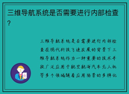 三维导航系统是否需要进行内部检查？